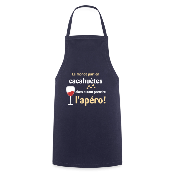 Tablier de cuisine - Le monde part en cacahuètes - marine - front