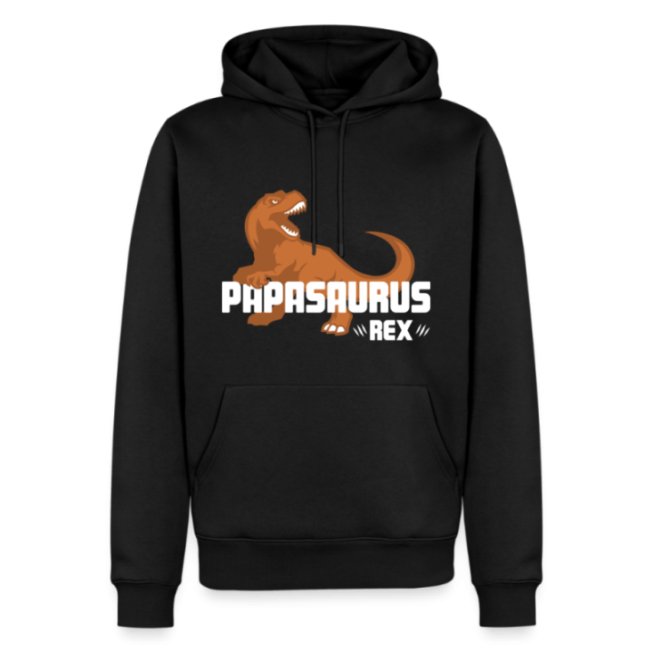 Sweat-shirt à capuche premium homme - Papasaurus Rex - noir - front
