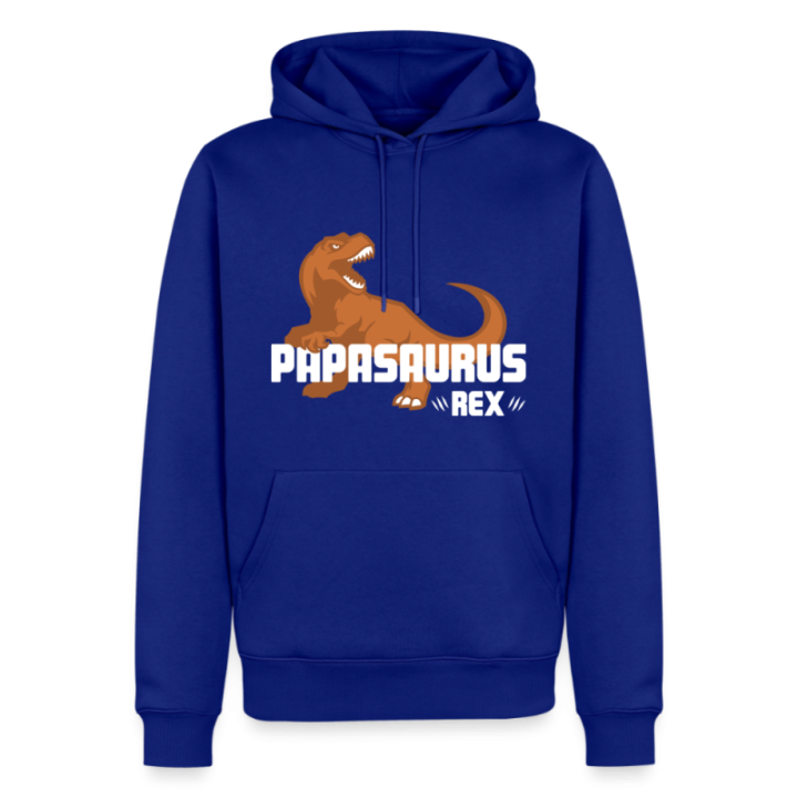 Sweat-shirt à capuche premium homme - Papasaurus Rex - bleu roi - front