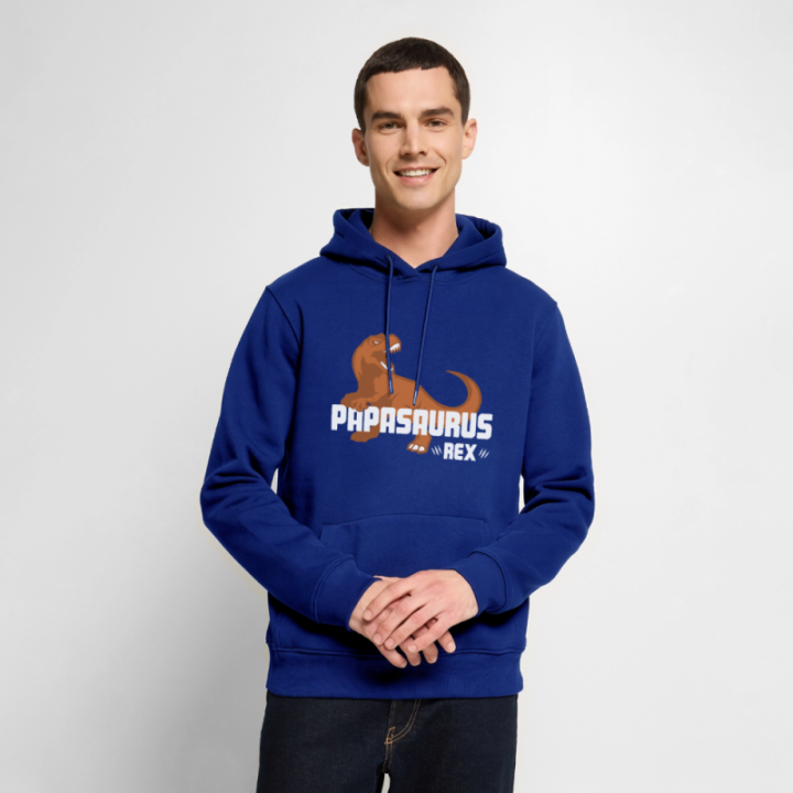 Sweat-shirt à capuche premium homme - Papasaurus Rex - bleu roi - front