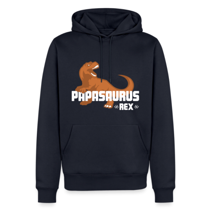 Sweat-shirt à capuche premium homme - Papasaurus Rex - bleu marine - front