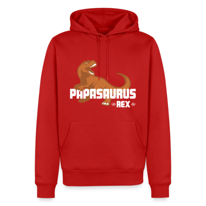 Sweat-shirt à capuche premium homme - Papasaurus Rex - rouge - front