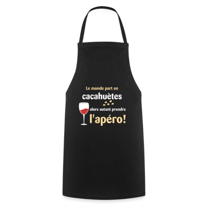 Tablier de cuisine - Le monde part en cacahuètes - noir - front