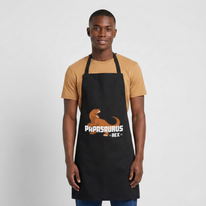 Tablier de cuisine - Papasaurus Rex - noir - front
