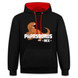 Sweat-shirt à capuche contrasté unisexe - Papasaurus Rex