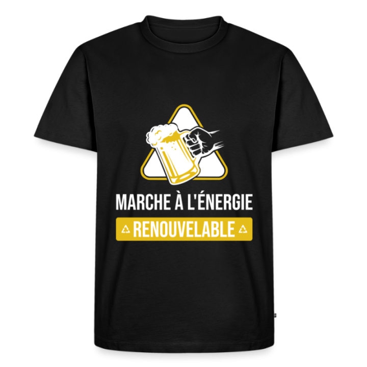 T-shirt premium homme - Marche à l'énergie renouvelable - noir - front