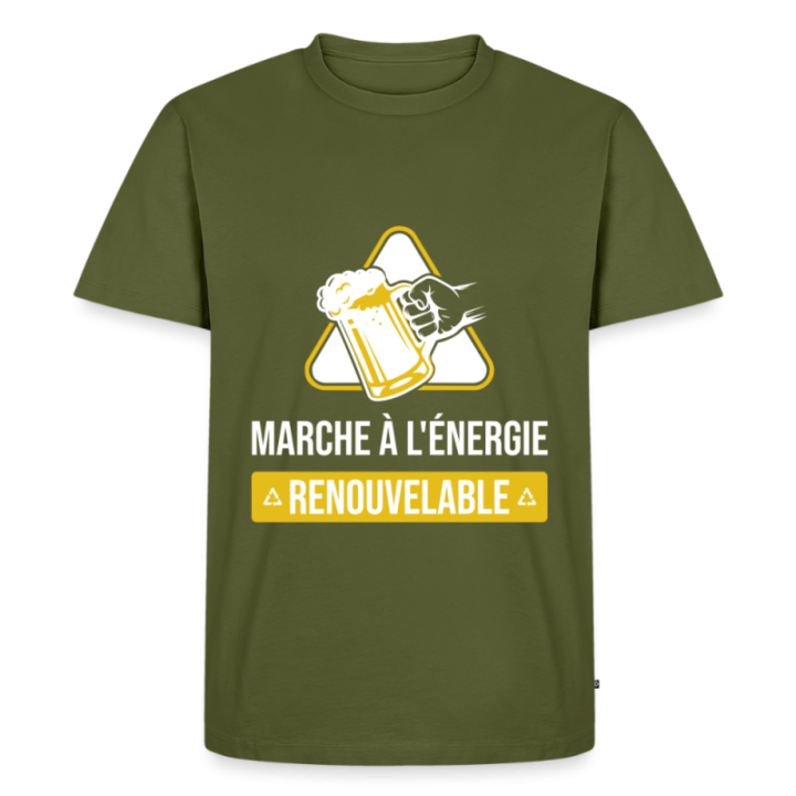 T-shirt premium homme - Marche à l'énergie renouvelable - kaki - front