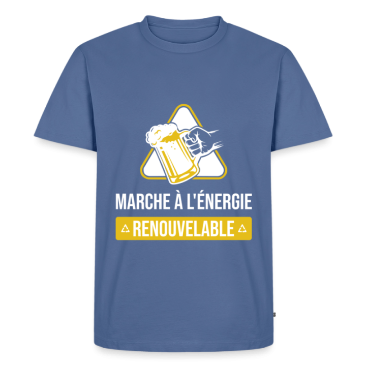 T-shirt premium homme - Marche à l'énergie renouvelable - bleu pigeon - front