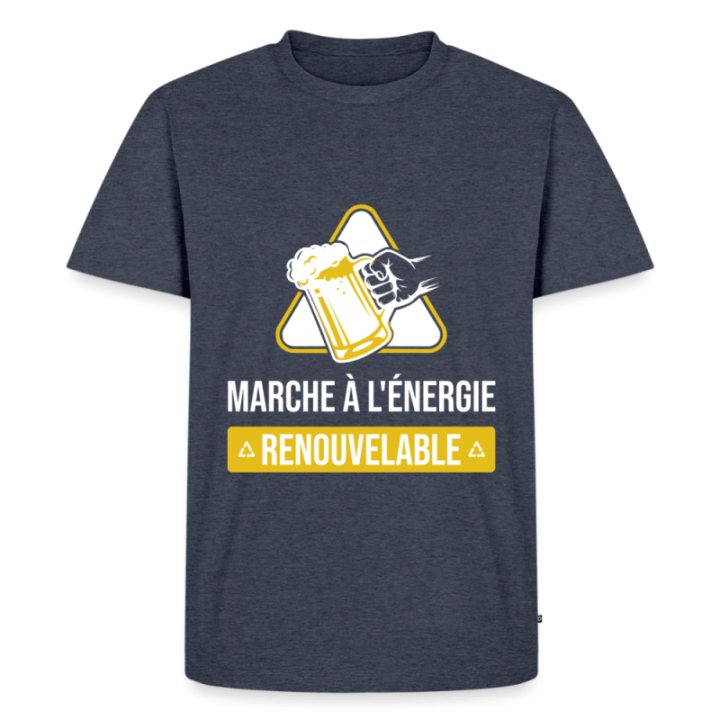 T-shirt premium homme - Marche à l'énergie renouvelable - bleu jeans  - front