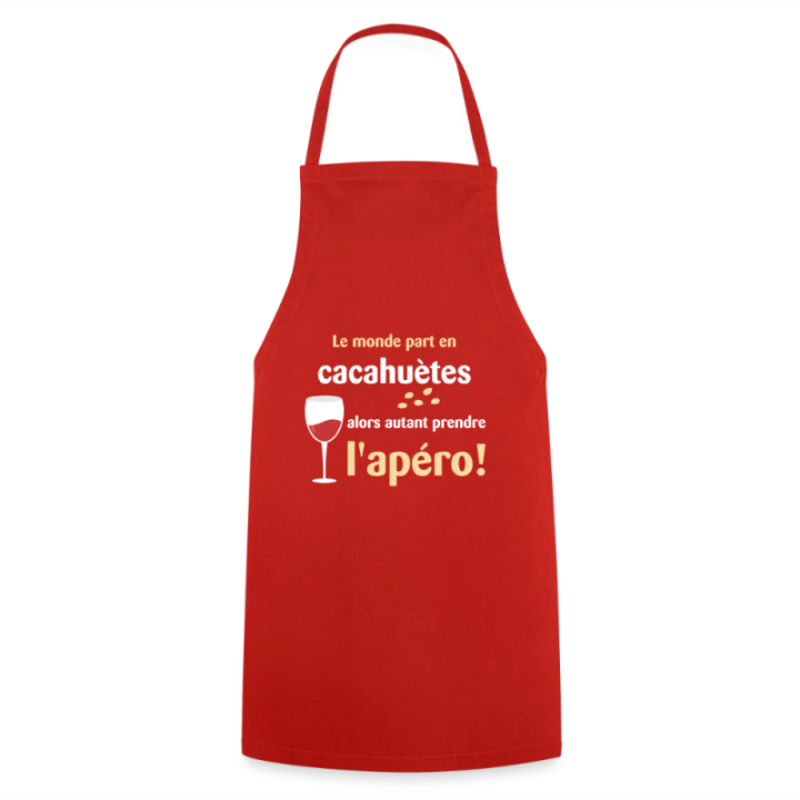 Tablier de cuisine - Le monde part en cacahuètes - rouge - front