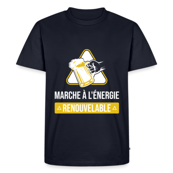 T-shirt premium homme - Marche à l'énergie renouvelable - bleu marine - front