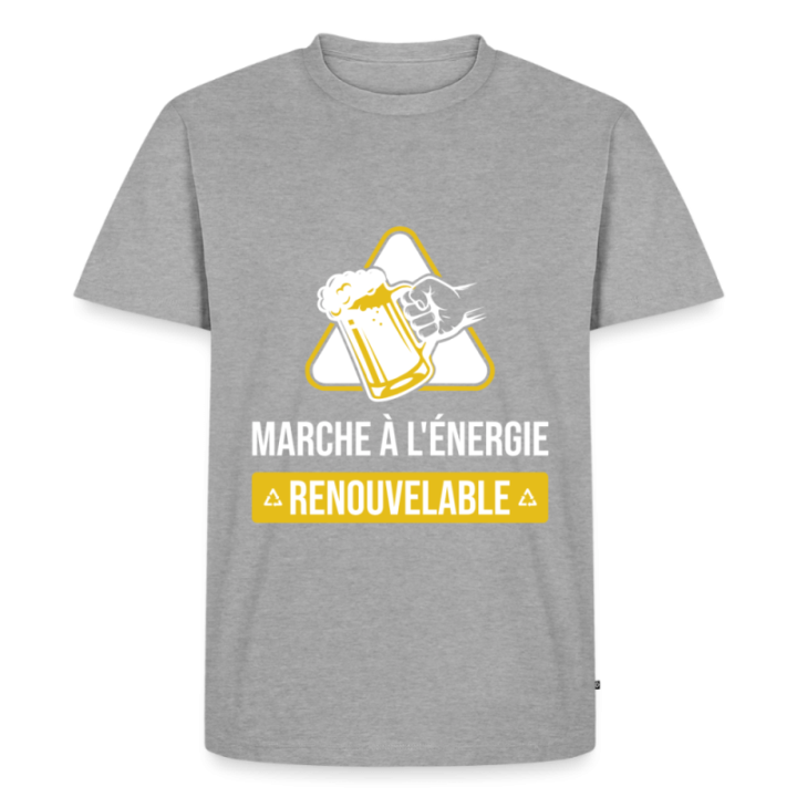 T-shirt premium homme - Marche à l'énergie renouvelable - gris chiné - front