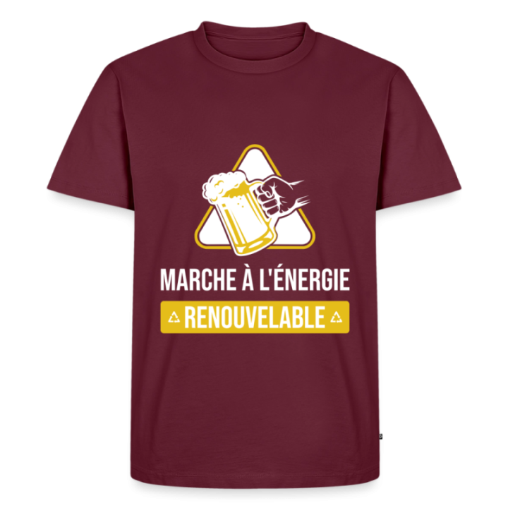 T-shirt premium homme - Marche à l'énergie renouvelable - bourgogne - front