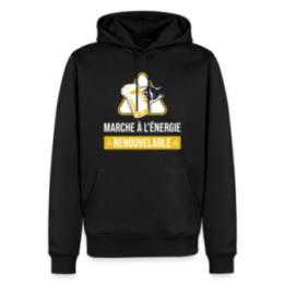 Sweat-shirt à capuche premium homme - Marche à l'énergie renouvelable - noir - front