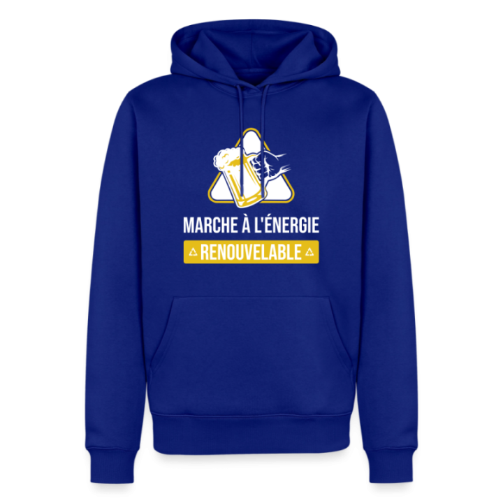 Sweat-shirt à capuche premium homme - Marche à l'énergie renouvelable - bleu roi - front