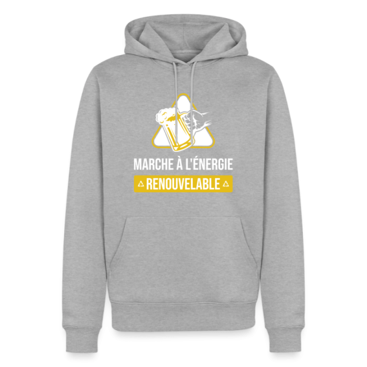 Sweat-shirt à capuche premium homme - Marche à l'énergie renouvelable - gris chiné - front