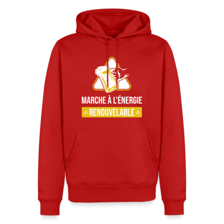 Sweat-shirt à capuche premium homme - Marche à l'énergie renouvelable - rouge - front