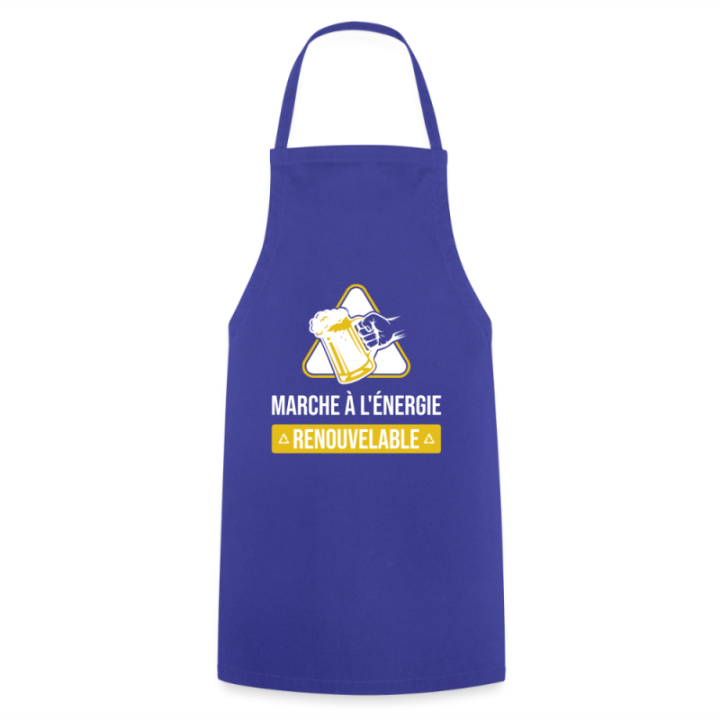 Tablier de cuisine - Marche à l'énergie renouvelable - bleu royal - front