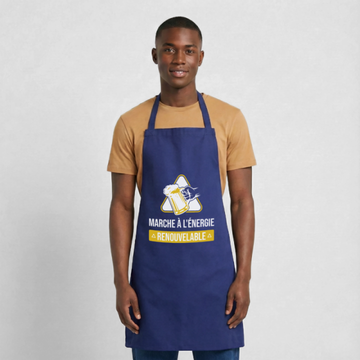 Tablier de cuisine - Marche à l'énergie renouvelable - bleu royal - front