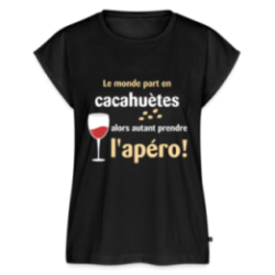 T-shirt à manches retroussées femme - Le monde part en cacahuètes