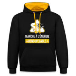 Sweat-shirt à capuche contrasté unisexe - Marche à l'énergie renouvelable