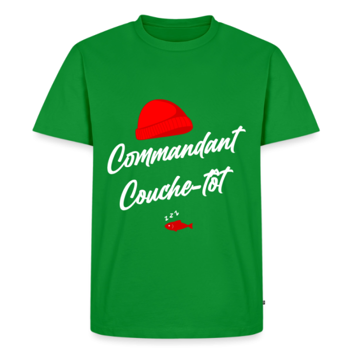 T-shirt premium homme - Commandant Couche-tôt - vert - front