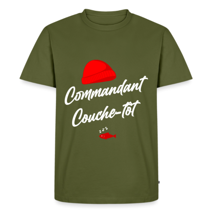 T-shirt premium homme - Commandant Couche-tôt - kaki - front