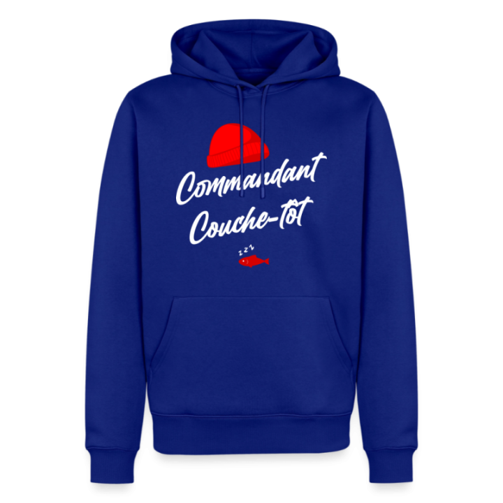 Sweat-shirt à capuche premium homme - Commandant Couche-tôt - bleu roi - front