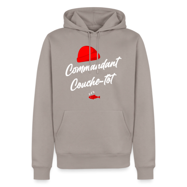 Sweat-shirt à capuche premium homme - Commandant Couche-tôt - taupe - front