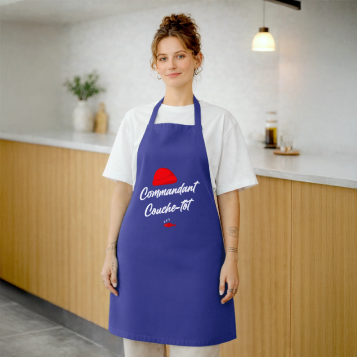 Tablier de cuisine - Commandant Couche-tôt - bleu royal - front