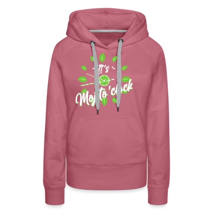 Sweat-shirt à capuche premium femme - It's mojito'clock - mauve - front