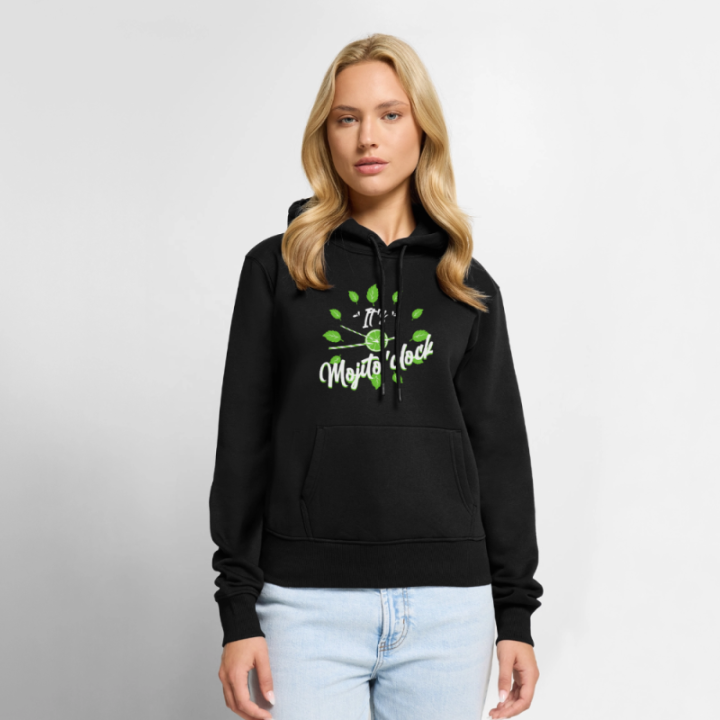 Sweat-shirt à capuche premium femme - It's mojito'clock - noir - front