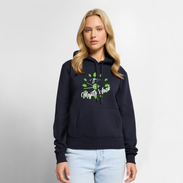 Sweat-shirt à capuche premium femme - It's mojito'clock - bleu marine - front