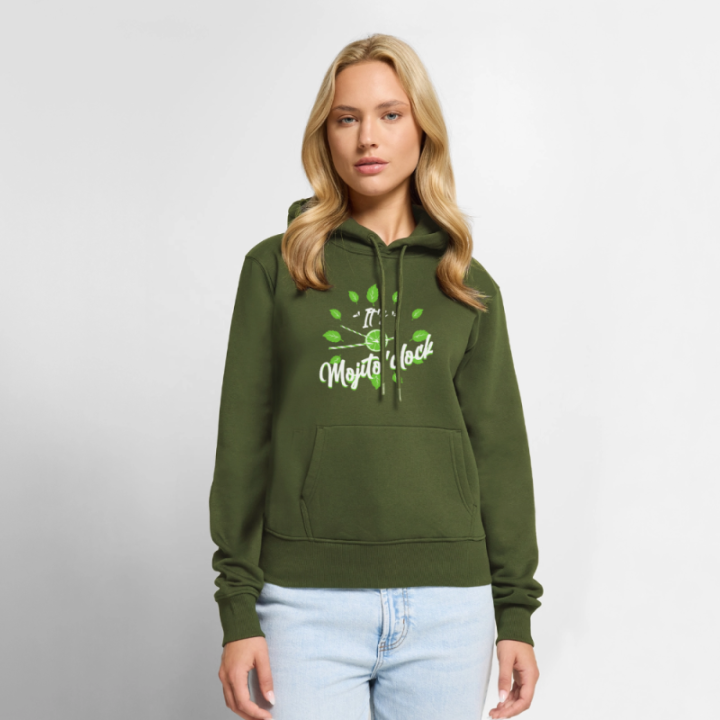 Sweat-shirt à capuche premium femme - It's mojito'clock - kaki - front