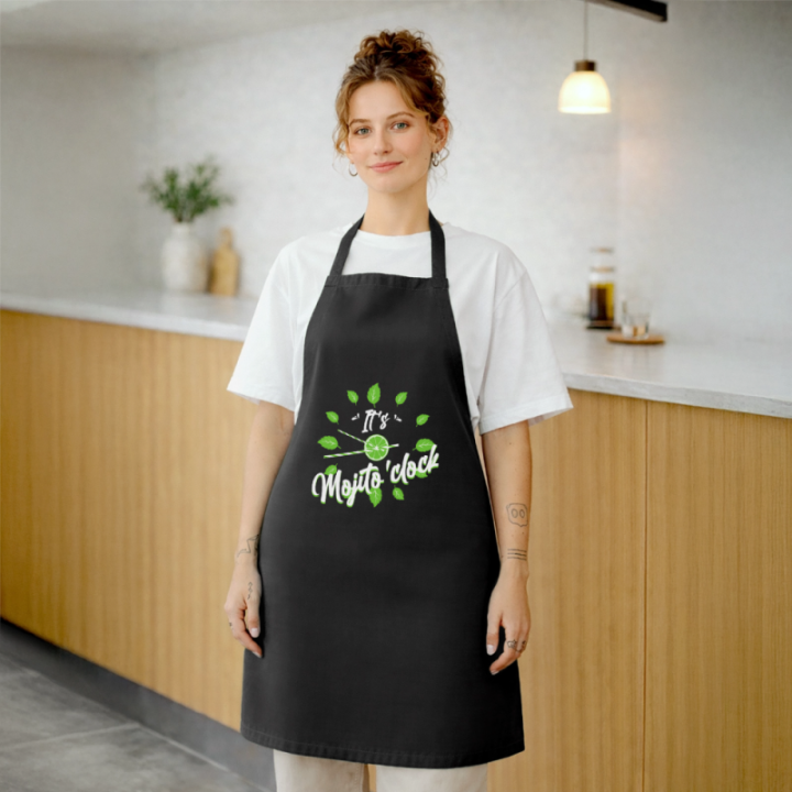 Tablier de cuisine - It's mojito'clock - noir - front