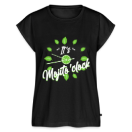 T-shirt à manches retroussées femme - It's mojito'clock - noir - front