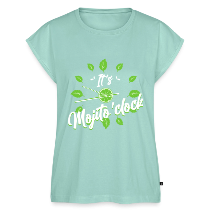 T-shirt à manches retroussées femme - It's mojito'clock - menthe  - front