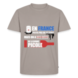 T-shirt premium homme - En france on a pas de pétrole - taupe - front