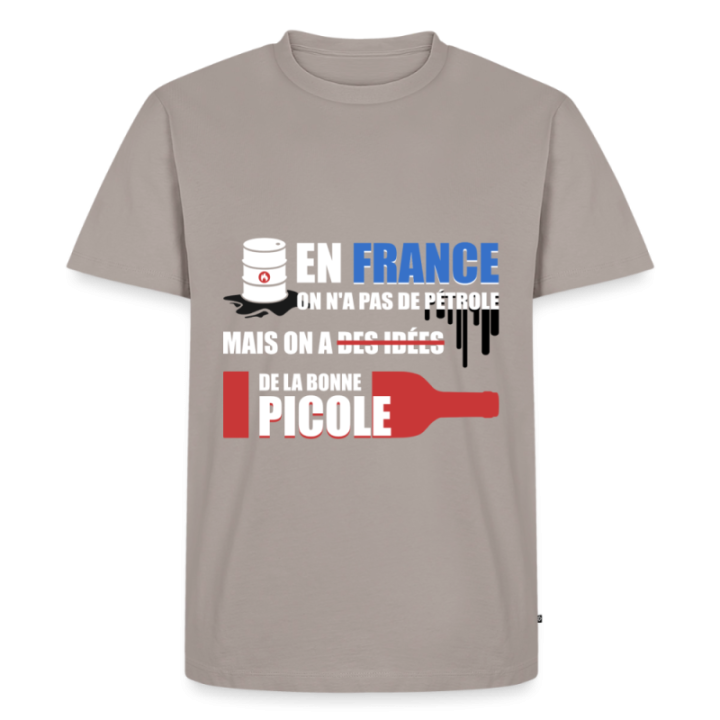 T-shirt premium homme - En france on a pas de pétrole - taupe - front