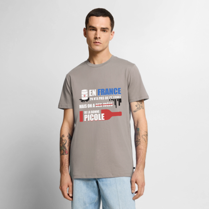T-shirt premium homme - En france on a pas de pétrole - taupe - front