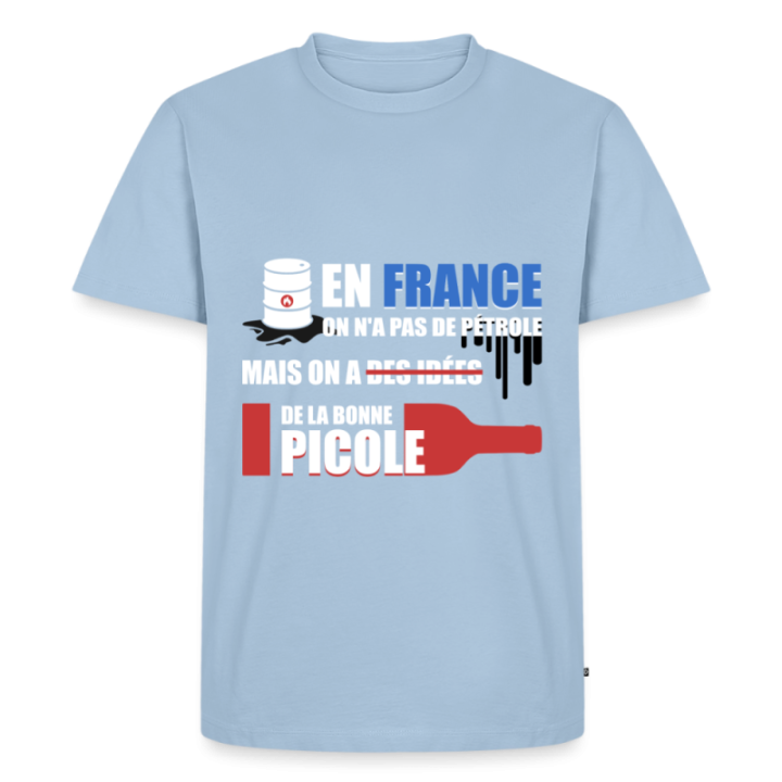 T-shirt premium homme - En france on a pas de pétrole - bleu clair - front