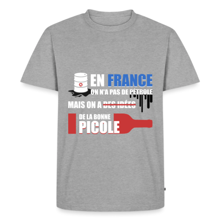 T-shirt premium homme - En france on a pas de pétrole - gris chiné - front