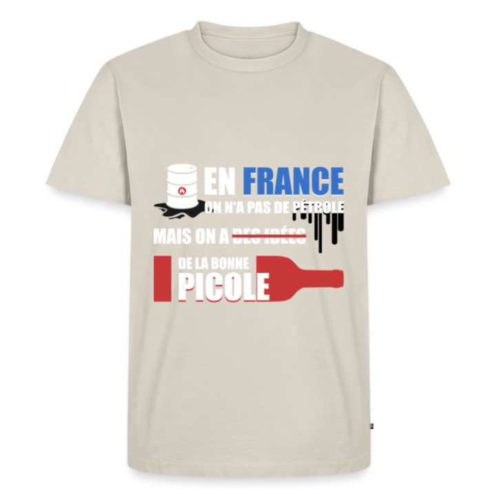 T-shirt premium homme - En france on a pas de pétrole - beige - front