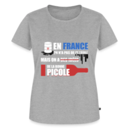 T-shirt premium femme - En france on a pas de pétrole - gris chiné - front