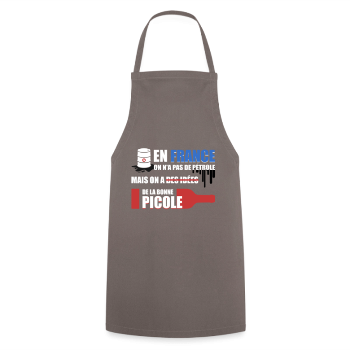 Tablier de cuisine - En france on a pas de pétrole - gris - front