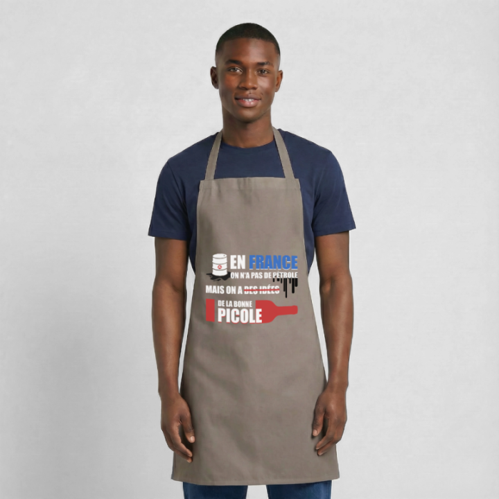 Tablier de cuisine - En france on a pas de pétrole - gris - front