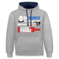 Sweat-shirt à capuche contrasté unisexe - En france on a pas de pétrole