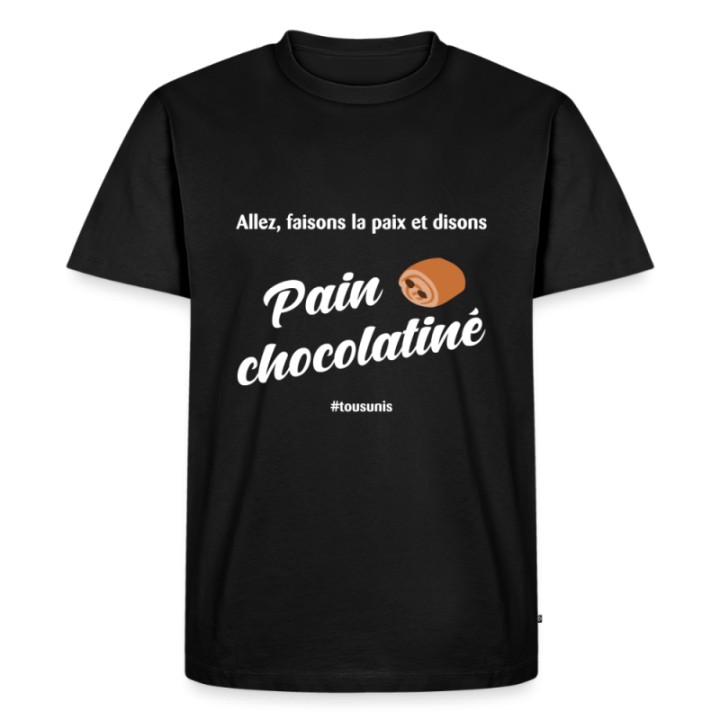 T-shirt premium homme - Pain au chocolat Vs Chocolatine - noir - front
