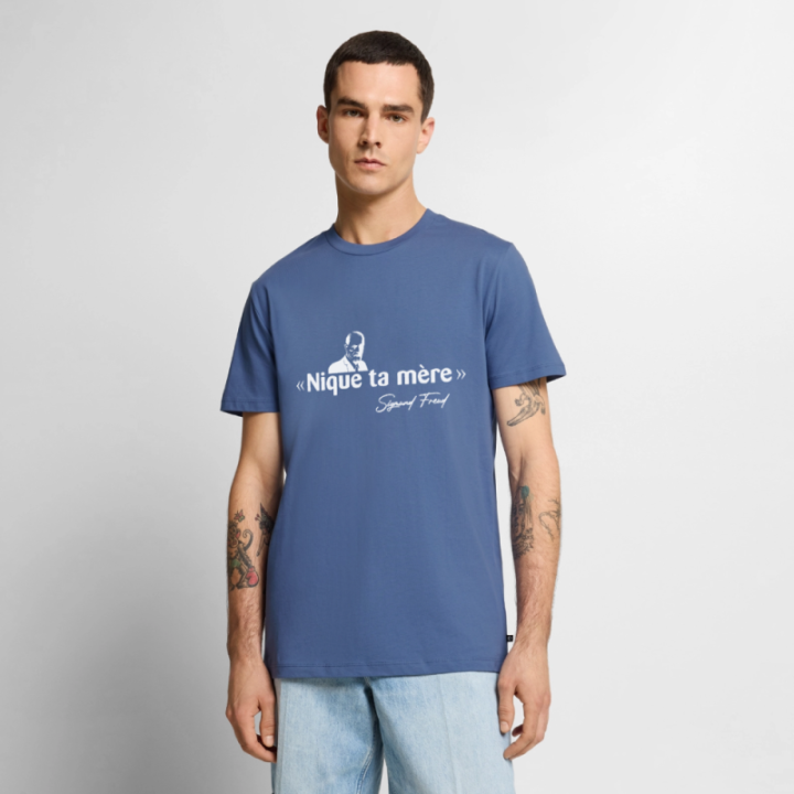 T-shirt premium homme - Freud - bleu pigeon - front
