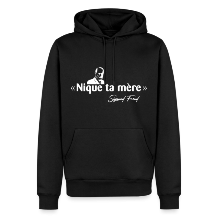Sweat-shirt à capuche premium homme - Freud - noir - front